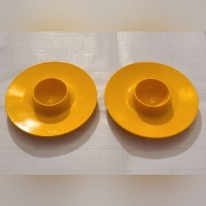 Rosti Mepal - Set of Two Vintage Yellow Egg Cups Holders - kitchen tableware
